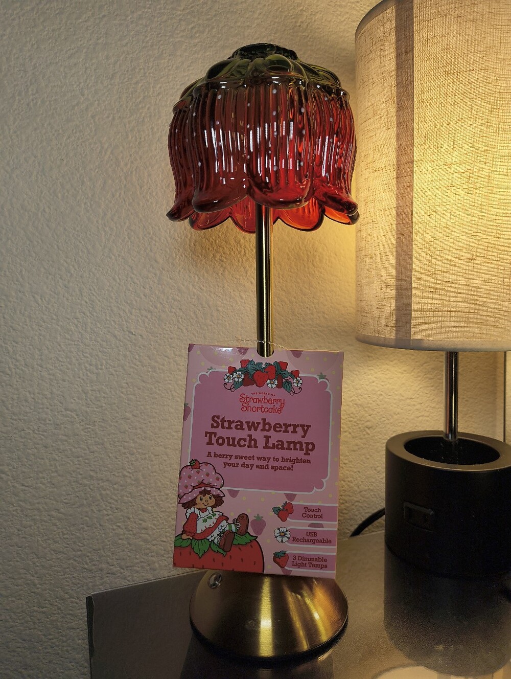 Strawberry Touch Lamp USB Rechargeable 3 Dimmable Light Temps